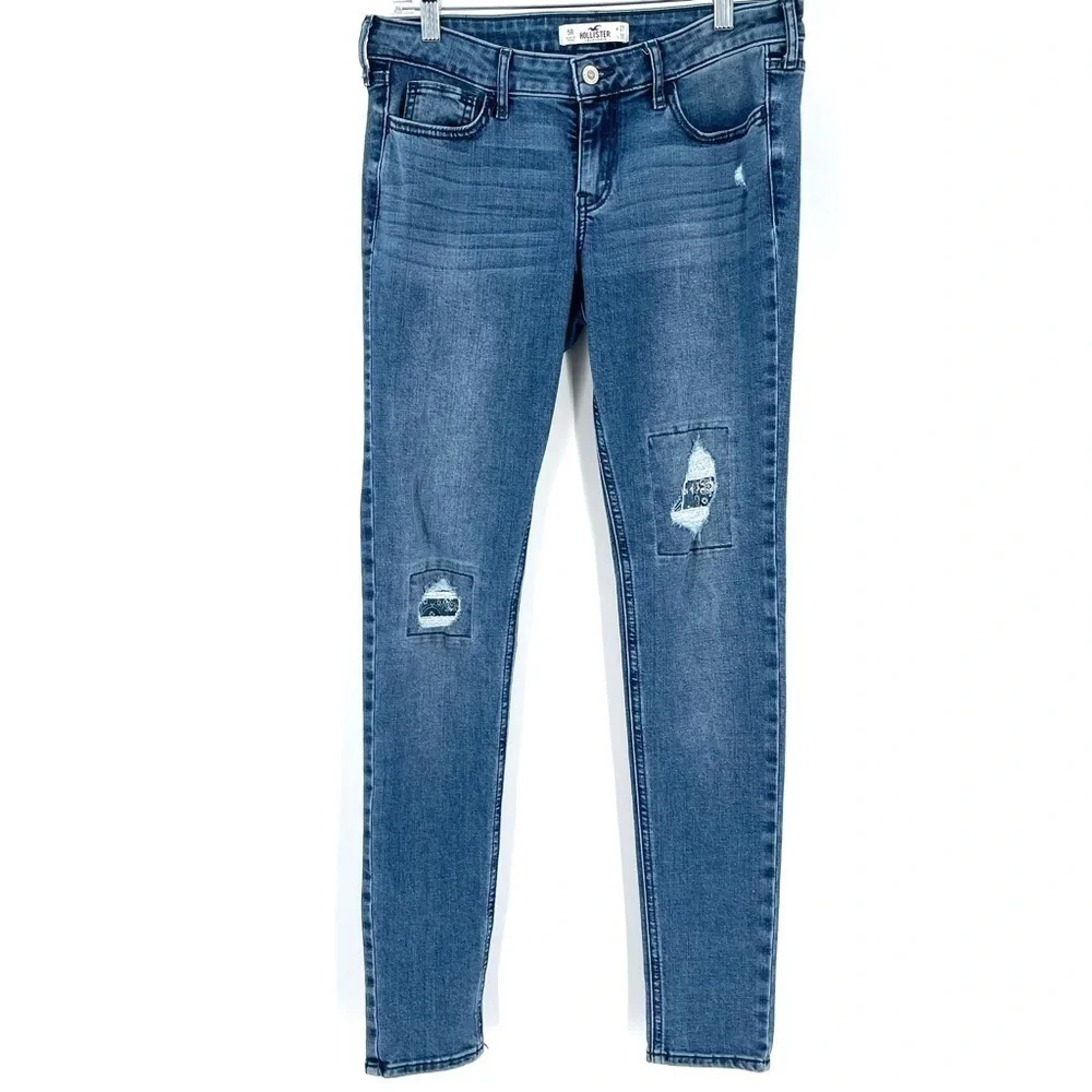 Hollister Bandana Patchwork Distressed Straight Jeans